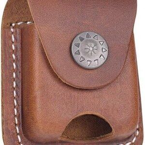 Leather Lighter Pouch Holder Case with Pocket Belt‎ Loop Air Pods Brown - New